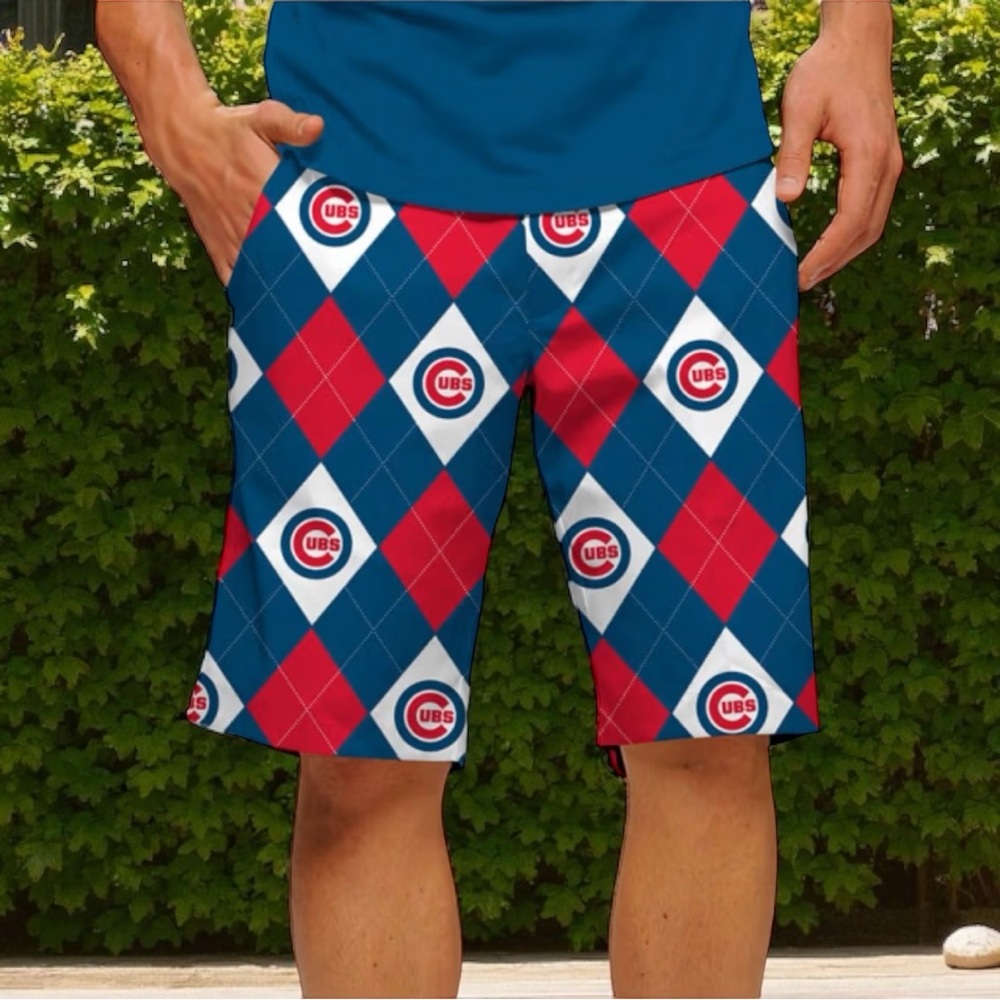 Loudmouth Chicago Cubs Argyle Shorts | 32 NWT